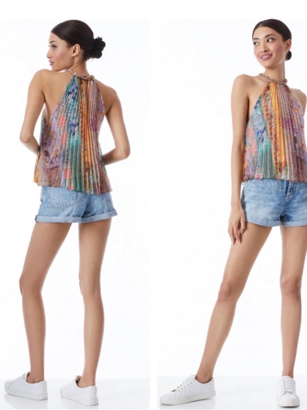Alice + Olivia Alycia Pleated Chiffon Top Size Medium